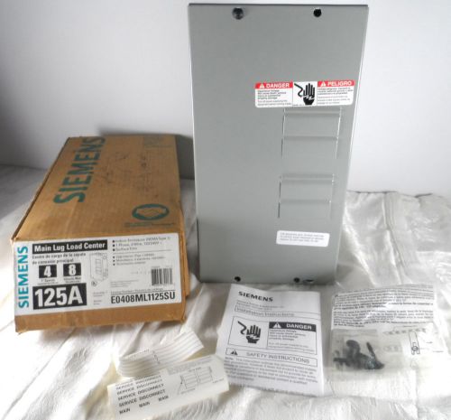 SIEMENS 125 AMP MAIN LUG LOAD CENTER E0408ML1125SU INDOOR ENCLOSURE NIB