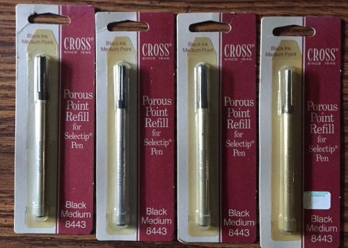 Cross Selectip Porous-Point Refills Medium Black Ink, Lot of 4,  8443