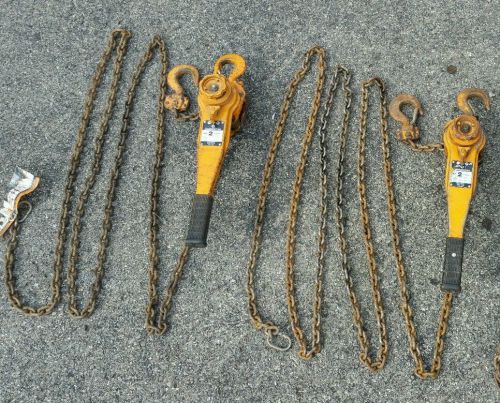 Harrington lever hoist come along lot 2 ton 20&#039; lb020 and 2 ton 15&#039; long handle for sale