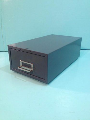 VINTAGE INDUSTRIAL METAL CARD CATALOG 1 DRAWER INDEX FILE BOX – GRAY