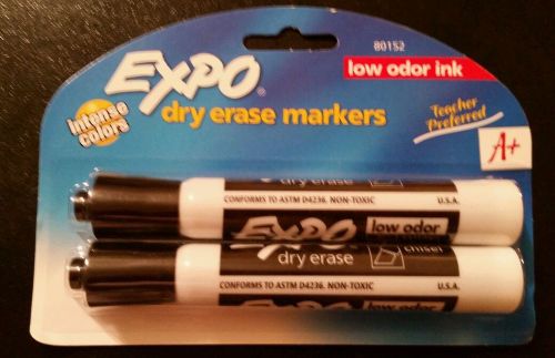 Expo 2-Pack Chisel Tip Dry Erase Markers Black low odor New in Pack