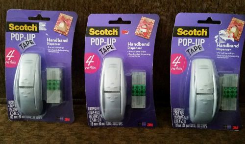 NEW 3 X SCOTCH 3M POP UP TAPE Wrist HANDBAND DISPENSER 3 PACK EACH HAS 4 REFILLS