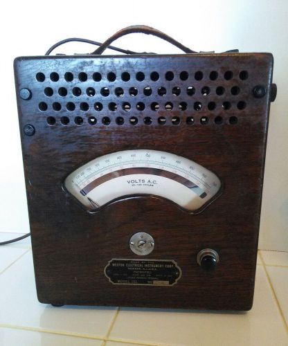 VINTAGE WESTON ELECTRICAL INSTRUMENT Co AMPERES AC METER In Oak Case