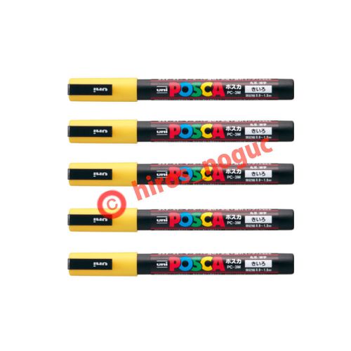 Uni Posca Paint Marker Yellow, 5 pens PC-3M Free Trackable Shipping