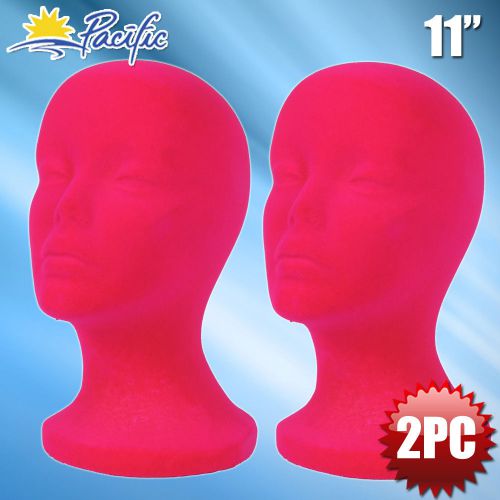 11&#034; STYROFOAM FOAM PINK velvet MANNEQUIN MANIKIN head display wig hat glasses