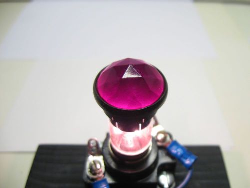 Vintage indicator light lens 13/16” red faceted jewel diamond push-on for sale