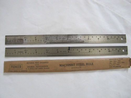 2 PIONEER 3000 12&#034; STEEL MACHINIST SCALE Ruler Decimal Equiv. INDEX TOOL