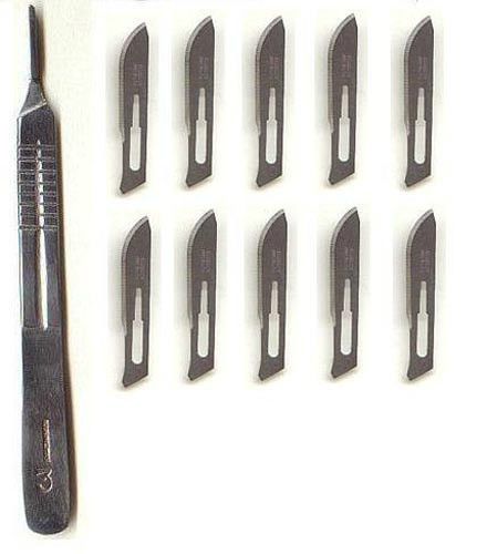 10 Surgical  Blades# 12 with Scalpel Handle # 3 Dental