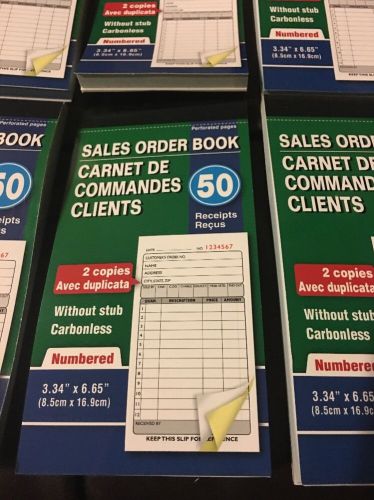 5 Sales Order Book Receipts Duplicate 2 copy Carbonless no stub 250 total