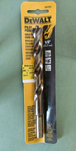 DeWalt DW1932 1/2&#034; Gold Ferrous Oxide Pilot Point Drill Bit With 3/8&#034; Shank