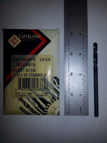 CLEVELAND TWIST 3/16 HSS &#034;STOVEBURNER&#034; DRILL BITS 10PC (G083-10)