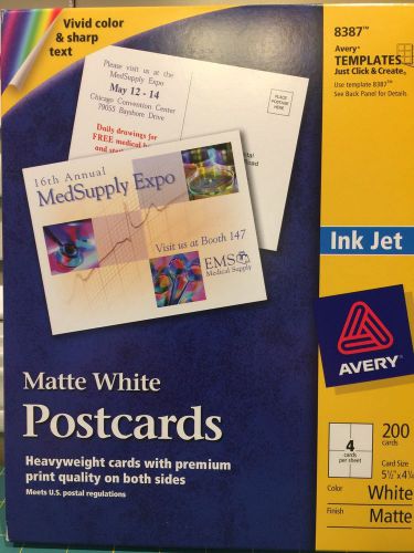 Avery 8387 Matte White Postcards 200 Cards 5 1/2&#034; X 4 1/4&#034;