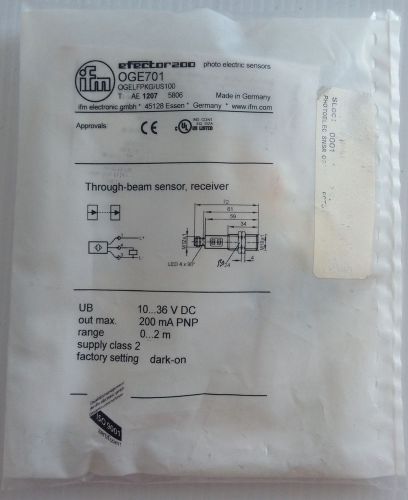 Ifm efector200 photoelectric sensor oge701 ogelpkg/us100 for sale