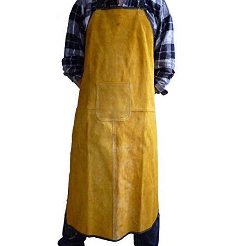 Joyutoy Extra Large Bib Apron Weld Premium Split Cowhide Leather Welding Apron