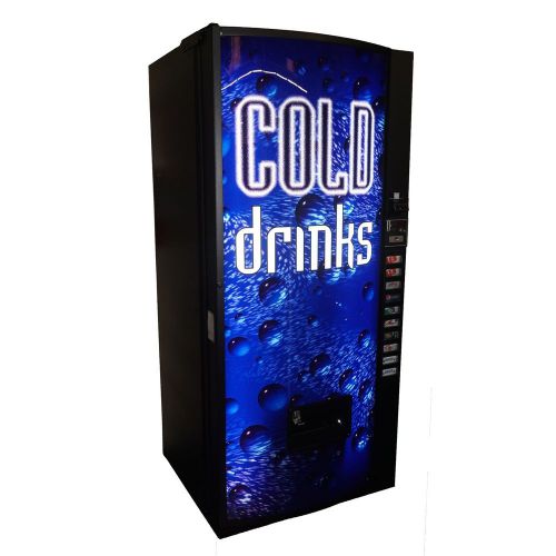 Multi price 10 selection soda beverage vending machine w/ cold drinks graphic for sale