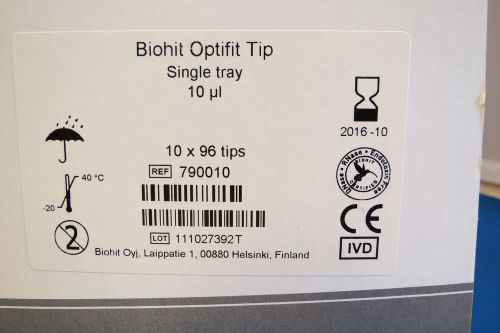 Biohit optifit 10µl pipet   tips 10 racks/96 #790010 pipette for sale