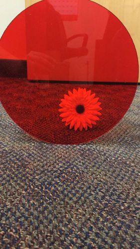 TRANSPARENT RED ACRYLIC PLEXIGLASS 1/8&#034; PLASTIC SHEET CIRCLE DISC 10&#034; DIAMETER