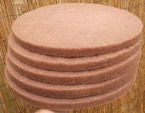 Box of 5 Floor Buffer Pads, 16&#034; Diameter Tan Buffing Scrubbing Polishing