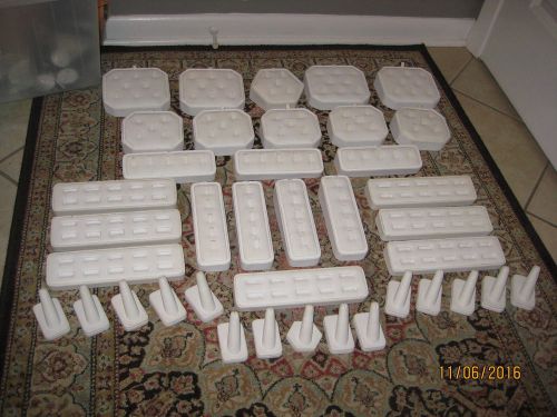 Lot 108 ~39 piece assort. white faux leather ring jewelry display components for sale