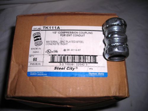 COMPRESSION COUPLING FOR 1/2&#034; EMT CONDUIT STEEL CITY QUANTITY-50