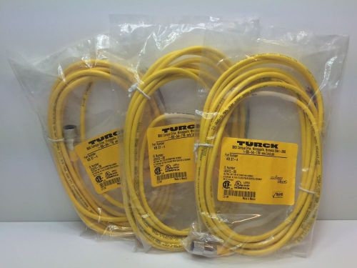 (3) sealed new! turck microfast cordsets kb3t-4 u2412-00 for sale