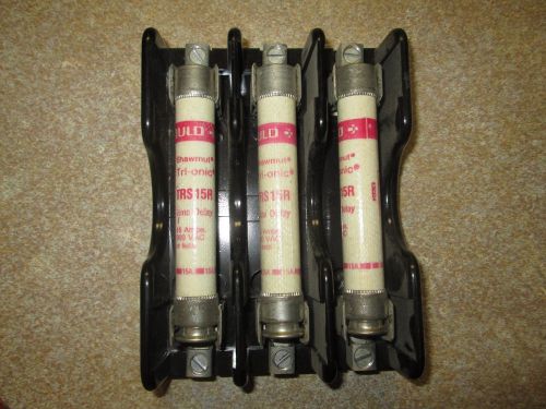 Marathon 600V/30A 3 Pole Class H Fuse Holder R6F30A3B with 3 GOULD TRS 15R