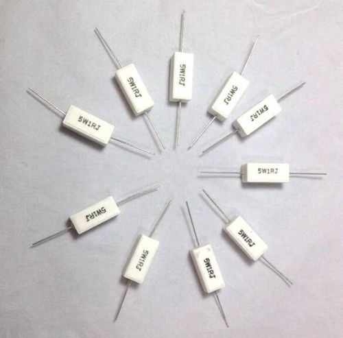 1 ohm 5 watt wirewound ceramic cement 5W1RJ Resistor Lot x 10 pcs USA Free Ship