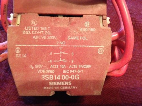 LOT 2 NEW SIEMENS 3SB14 00-0G CONTACT BLOCK 2NO D321848