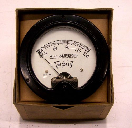 New triplet model 432 0 to 150 amp ac amperes panel mount meter gauge for sale