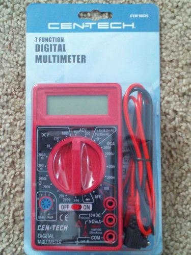 Cen-Tech Digital Multimeter 7 Function Tester with 24&#034; Leads Item 98025