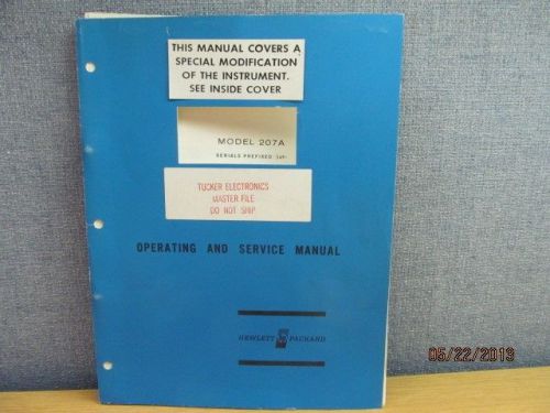 Agilent/HP 207A Audio Sweep Oscillator Operating Servicing Instructions/sc S#349