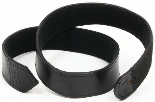 JAY PEE BLACK LEATHER 1-3/4&#034; LAW ENFORCEMENT BELT VELCRO FASTENING SMALL VGC