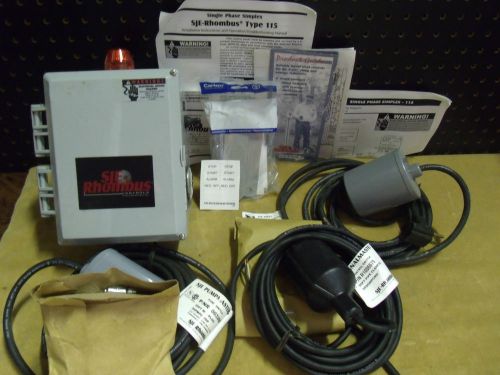 New SJE Rhombus Single Phase Simplex Pump Control &#034;Type 115&#034; W/SWITCH&amp;FLOAT KIT