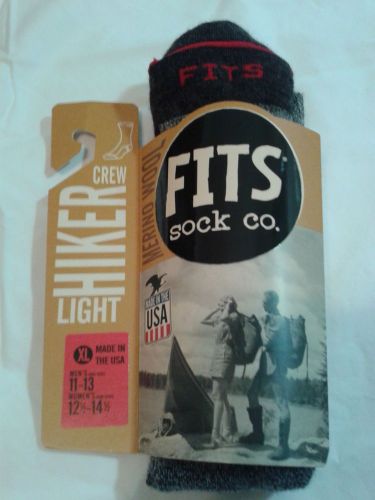 Nwt fits light hiker socks, crew, made in usa, size xl  brown merino wool gift for sale
