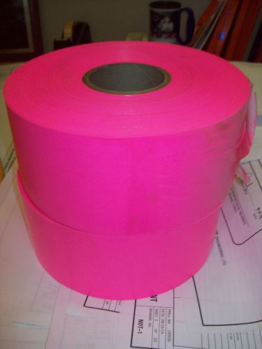 VINYL PVC PLASTIC PINK FLAGGING TAFFETA RIBBON TAPE 4&#034; X 2000&#039; LOT 2 DAYGLOW