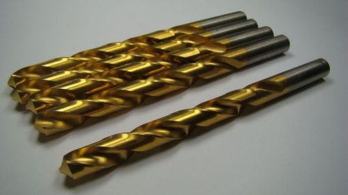 Jobber length drill bits 13/32&#034; 0.4062&#034; 118 deg hss tin usa qty 5 [053] for sale