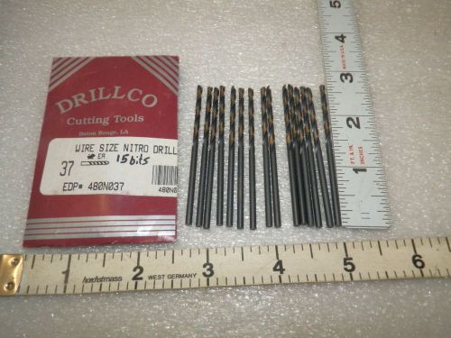 15 ea wire size # 37 0.1040&#034; Drill Bits   Drillco  EDP 480N037 USA  (Loc16)