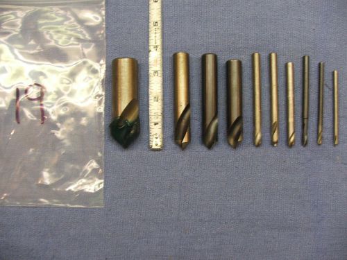 spotting drills mixed lot of 10 2 flute various sizes hss 5/8&#034; trw twist bit 19