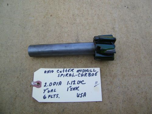 OHIO CUTTER -REAMER - 6 -SPIRAL CARBIDE FLUTES -  2.0&#034; DIA. USA