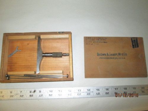 Machinist tools lathe mill brown &amp; sharpe depth gage gauge micrometer in box for sale