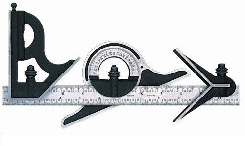 Starrett 9-24-4R Cast Iron Square, Center And Non-Reversible Protractor Heads W/