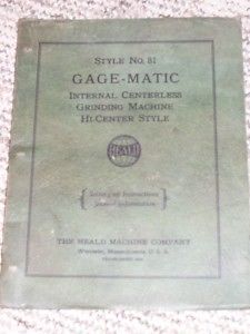 Heald no 81 gage-matic grinding machine operator manual for sale