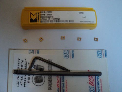 NEW ULTRA-DEX 3/16&#034; CARBIDE BORE BAR 4&#034; LONG W/5 KENNAMETAL INSERTS