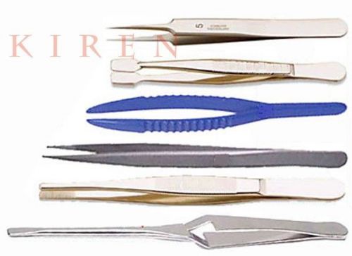 SET 6 MIX TWEEZERS FORCEPS PRECISION CRAFTS HOBBY HANDY