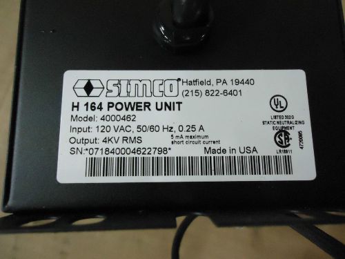 SIMCO H164 POWER UNIT MODEL 400462 120V 50/60 HZ .25A