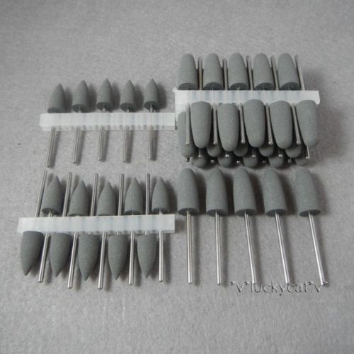 50pcs Dental SILICONE Rubber polishers Diamond polishing Burs 2.35mm shank Gray