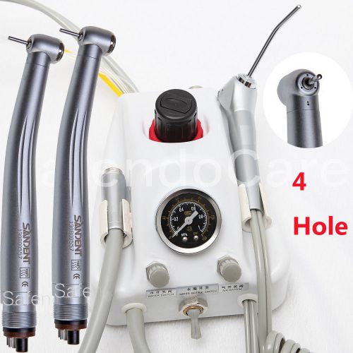 Portable Dental Teeth Air Turbine Unit Syringe+ 2 High Speed Handpiece 4 Hole