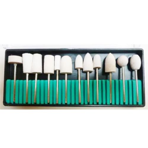 12pcs Set HP Felt Polishing Burs Polisher Dremel Rotary Jewelry Dental 2.35mm