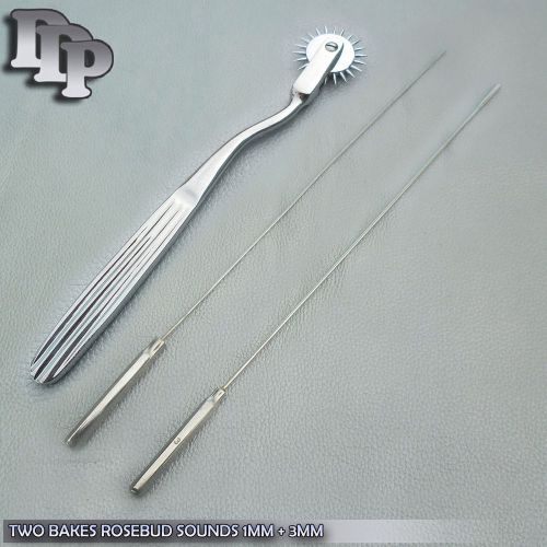 Two Pcs Bakes Rosebud Urethral Sounds 1MM &amp; 3MM PINWHEEL