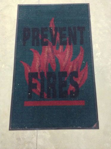 Vintage Prevent Fires Office Store Entrance Rug 56x34 Rubber Back Mat